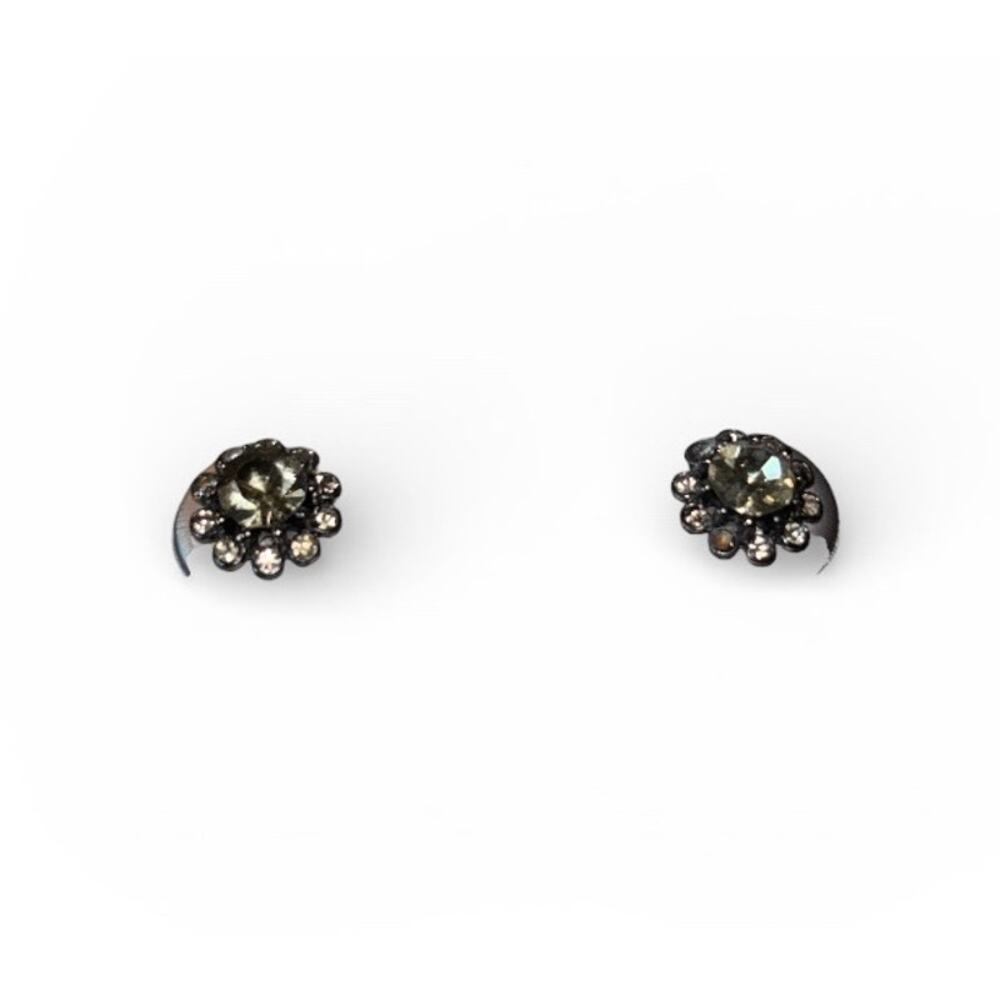 Vintage Gunmetal-plated crystal Flower earrings